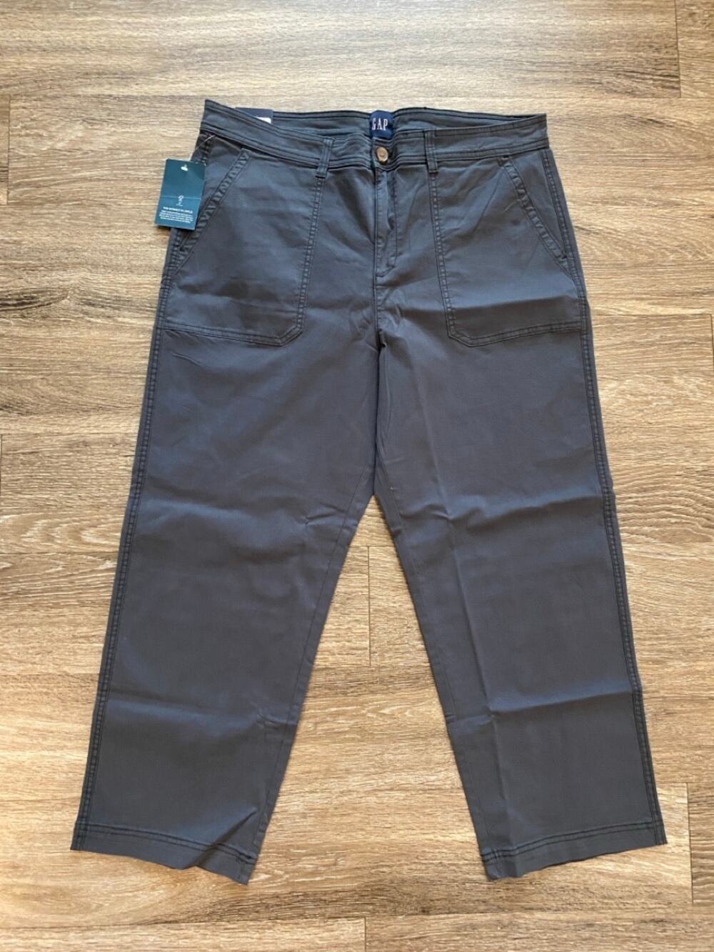 GAP Womens Size 16 Charcoal Black Ankle Trouser Utility Cargo Pants Straight Leg